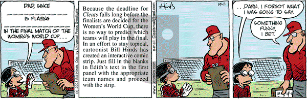 Cleats on Saturday October 11, 2003 Comic Strip