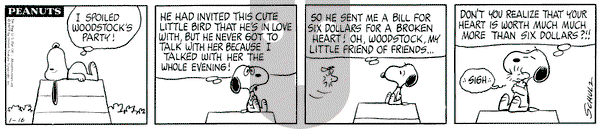 Peanuts on Tuesday January 16, 1973 Comic Strip