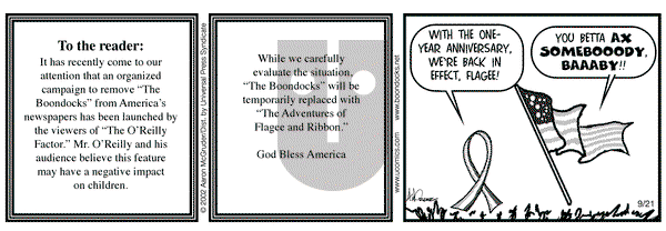 The Boondocks on Saturday September 21, 2002 Comic Strip