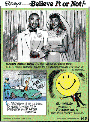 Ripley's Believe It or Not on Monday January 18, 2016 Comic Strip