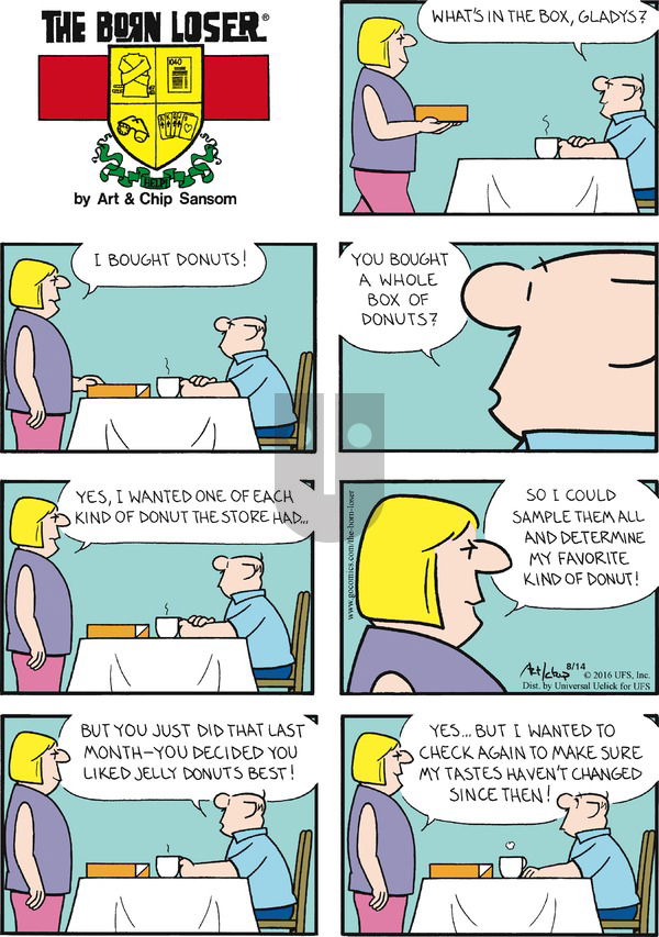 The Born Loser on Sunday August 14, 2016 Comic Strip