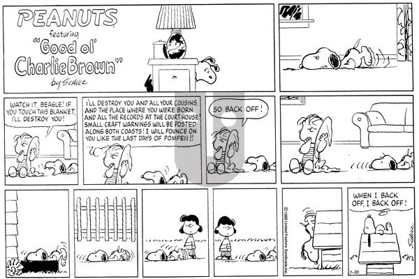 Peanuts on Sunday July 20, 1986 Comic Strip