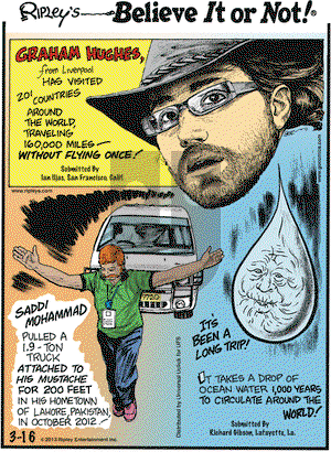 Ripley's Believe It or Not on Saturday March 16, 2013 Comic Strip