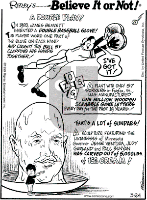 Ripley's Believe It or Not on Wednesday March 24, 1999 Comic Strip