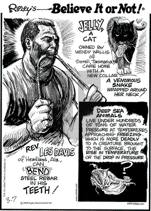 Ripley's Believe It or Not on Friday March 7, 2008 Comic Strip
