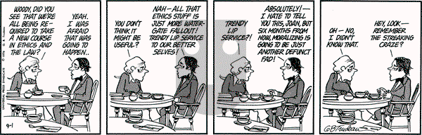 Doonesbury on Monday September 1, 1975 Comic Strip