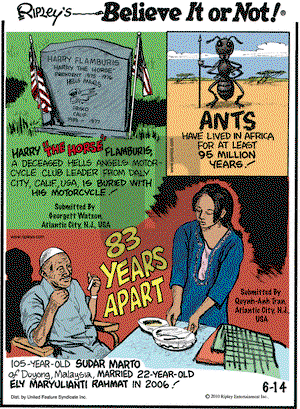 Ripley's Believe It or Not on Monday June 14, 2010 Comic Strip