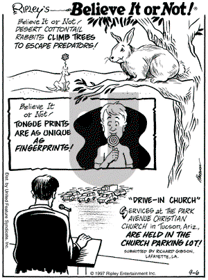Ripley's Believe It or Not on Saturday September 6, 1997 Comic Strip