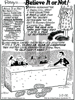 Ripley's Believe It or Not on Wednesday January 2, 2002 Comic Strip