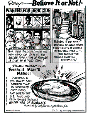 Ripley's Believe It or Not on Monday February 21, 2005 Comic Strip