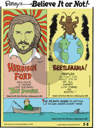 Ripley's Believe It or Not on Monday March 8, 2021 Comic Strip