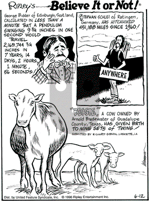 Ripley's Believe It or Not - Wednesday June 12, 1996 Comic Strip