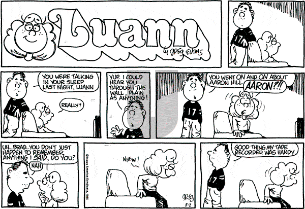 Luann on Sunday February 2, 1986 Comic Strip