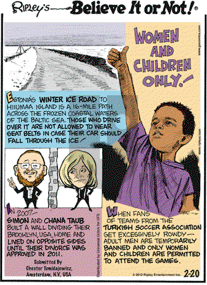 Ripley's Believe It or Not on Monday February 20, 2012 Comic Strip