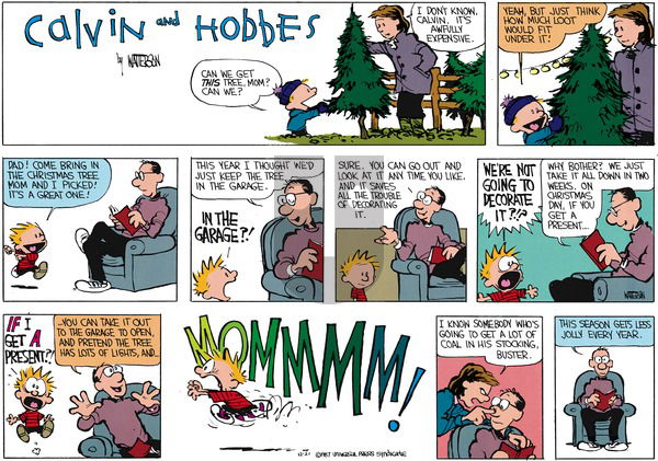 Calvin and Hobbes on Sunday December 20, 1987 Comic Strip