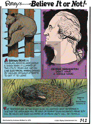 Ripley's Believe It or Not on Monday July 12, 2021 Comic Strip