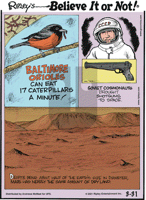 Ripley's Believe It or Not on Wednesday March 31, 2021 Comic Strip