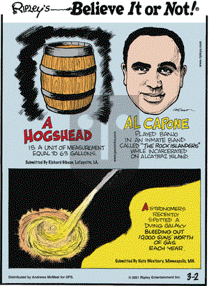 Ripley's Believe It or Not on Tuesday March 2, 2021 Comic Strip