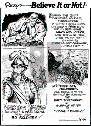 Ripley's Believe It or Not on Saturday March 8, 2008 Comic Strip