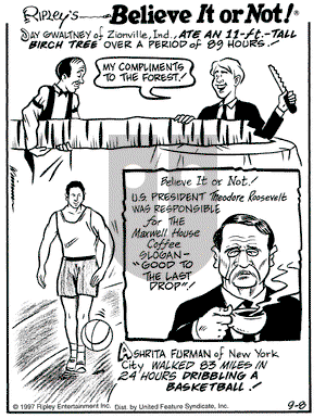 Ripley's Believe It or Not on Monday September 8, 1997 Comic Strip