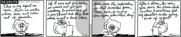 Peanuts - Wednesday November 7, 1973 Comic Strip