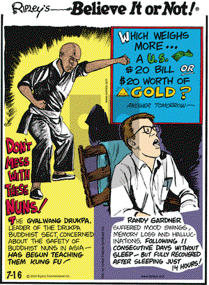 Ripley's Believe It or Not on Friday July 16, 2010 Comic Strip