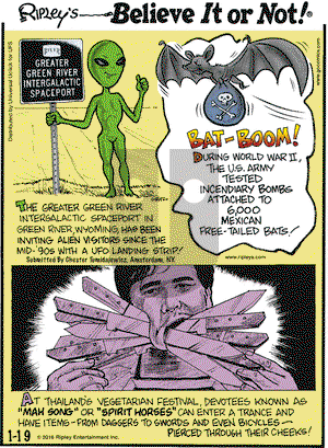 Ripley's Believe It or Not on Tuesday January 19, 2016 Comic Strip