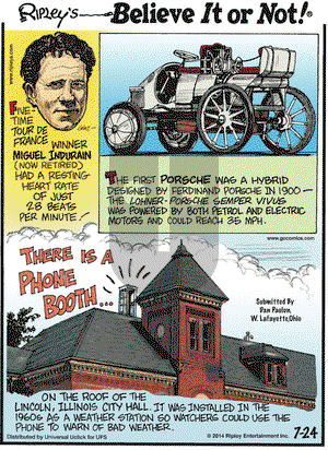 Ripley's Believe It or Not on Thursday July 24, 2014 Comic Strip
