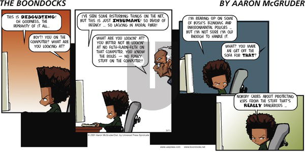 The Boondocks on Sunday March 11, 2001 Comic Strip