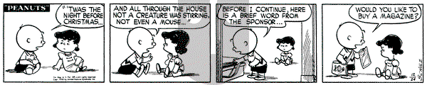 Peanuts - Wednesday December 24, 1952 Comic Strip