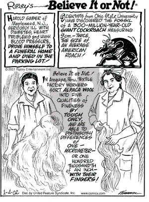 Ripley's Believe It or Not on Friday January 4, 2002 Comic Strip