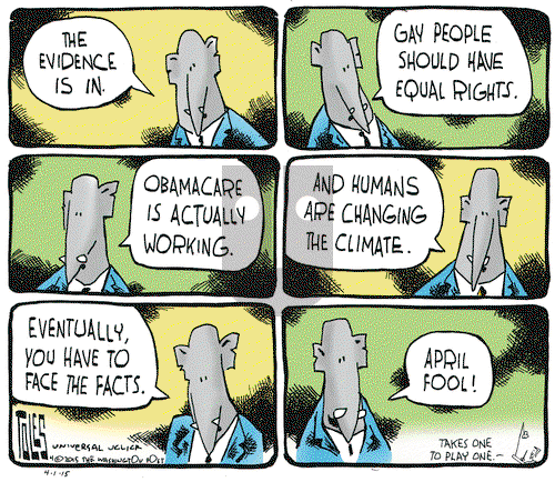 Tom Toles on Wednesday April 1, 2015 Comic Strip