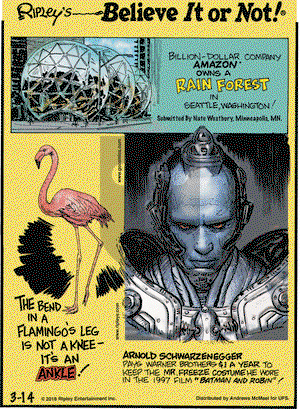 Ripley's Believe It or Not on Wednesday March 14, 2018 Comic Strip