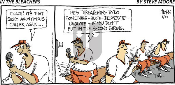 In the Bleachers on Sunday August 22, 2010 Comic Strip