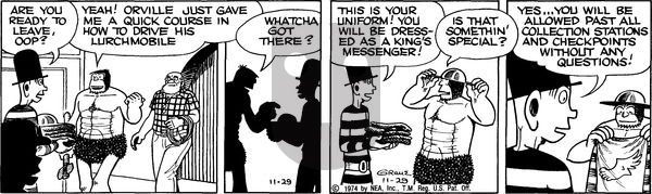 Alley Oop on Friday November 29, 1974 Comic Strip