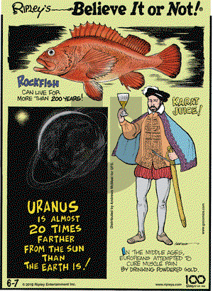 Ripley's Believe It or Not on Friday June 7, 2019 Comic Strip