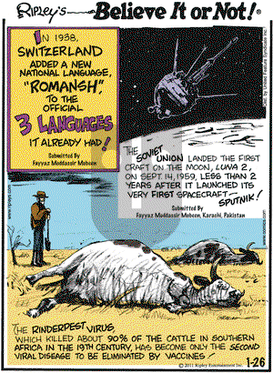 Ripley's Believe It or Not on Wednesday January 26, 2011 Comic Strip