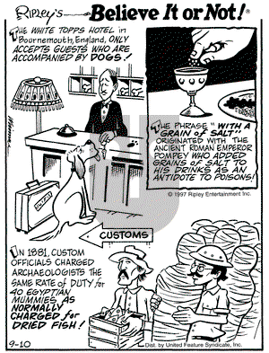 Ripley's Believe It or Not on Sunday September 13, 1998 Comic Strip