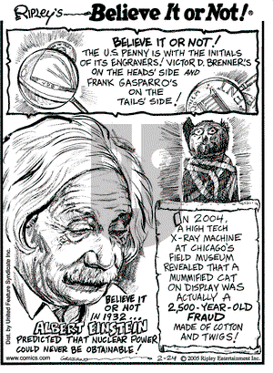 Ripley's Believe It or Not on Thursday February 24, 2005 Comic Strip