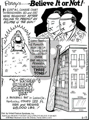 Ripley's Believe It or Not on Thursday June 13, 1996 Comic Strip