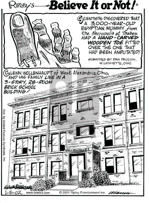 Ripley's Believe It or Not on Saturday January 5, 2002 Comic Strip