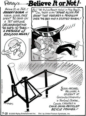 Ripley's Believe It or Not on Tuesday July 18, 2000 Comic Strip