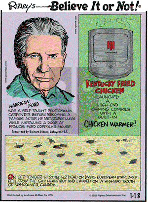 Ripley's Believe It or Not on Monday January 18, 2021 Comic Strip