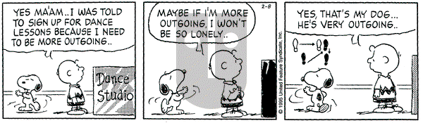 Peanuts on Wednesday February 8, 1995 Comic Strip