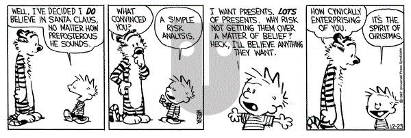 Calvin and Hobbes on Wednesday December 23, 1987 Comic Strip