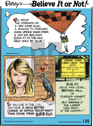 Ripley's Believe It or Not on Wednesday January 20, 2016 Comic Strip