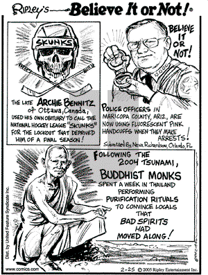 Ripley's Believe It or Not on Friday February 25, 2005 Comic Strip