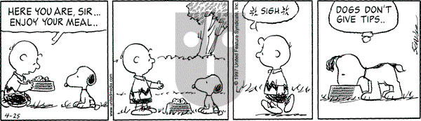 Peanuts - Friday April 25, 1997 Comic Strip