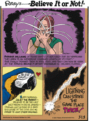 Ripley's Believe It or Not on Tuesday July 13, 2021 Comic Strip
