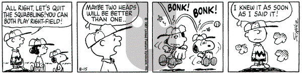 Peanuts on Saturday August 15, 1987 Comic Strip